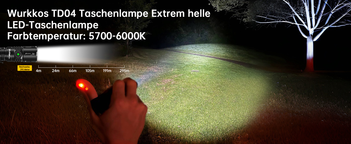 Тактичний ліхтарик Wurkkos TD04 3000 Люмен: LED, перезарядна, 8 режимів, IP68, водонепроникний, для активностей на відкритому повітрі та в приміщенні