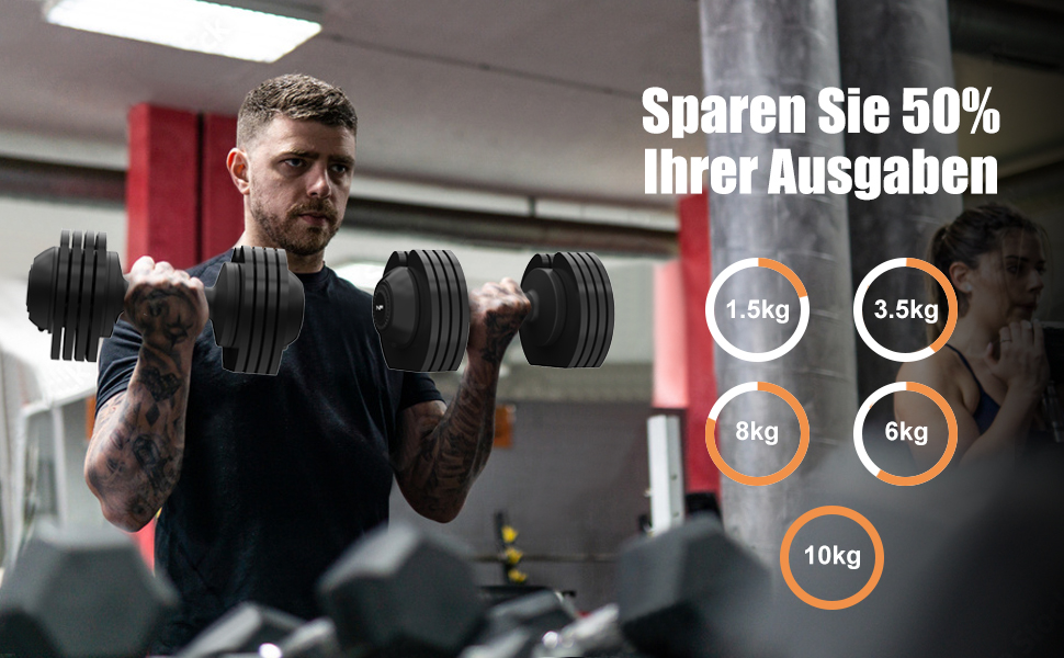 Регульовані гантелі Newpower Fitness 20 кг, 5 рівнів ваги, компактні для тренувань вдома, для чоловіків та жінок
