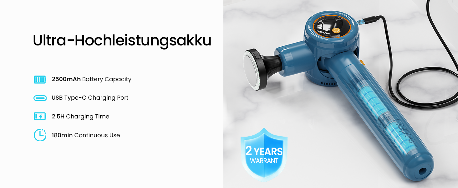 Масажний пістолет Napre з підігрівом та червоною світлотерапією для м'язів спини та шиї, з подовжувальною ручкою та 3 кутами нахилу