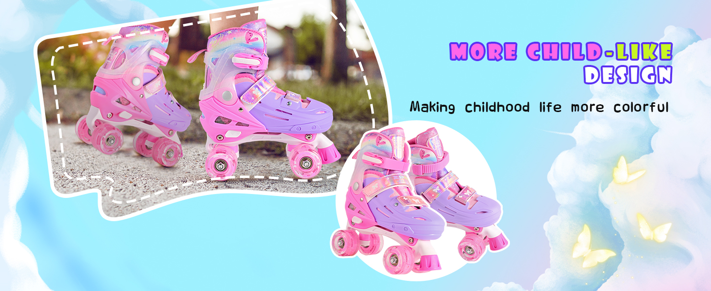 Роликові ковзани 2PM SPORTS для дітей: регульовані, рожево-блакитні, розмір 32-36 EU
