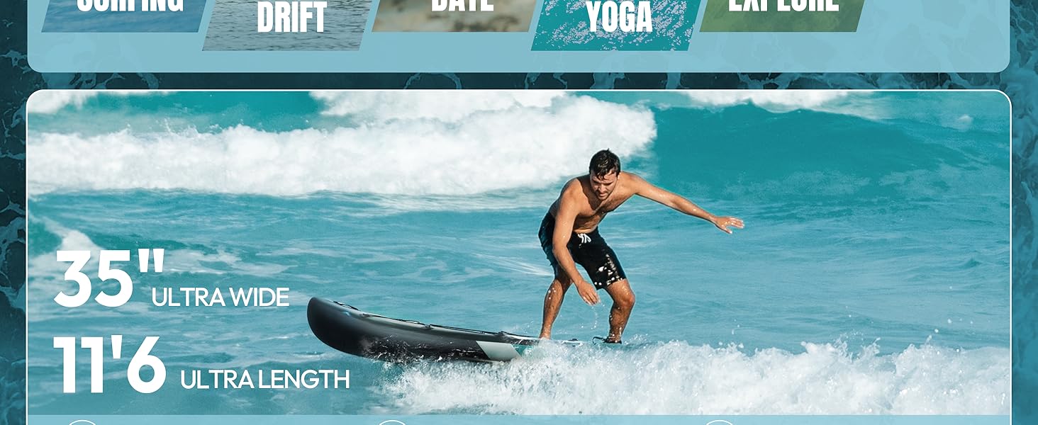 Надувне SUP-борд (305 x 91 см) з аксесуарами та рюкзаком, блакитний колір, з сидінням