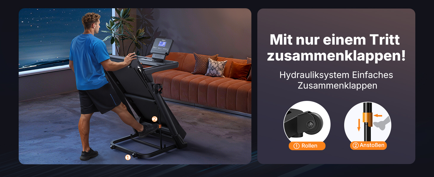 Біговий тренажер MERACH для дому з нахилом 18%, автоматична зміна нахилу, 1-14 км/год, складаний, потужність 3.5HP, розмір 46*120 см, 12 програм, чорний