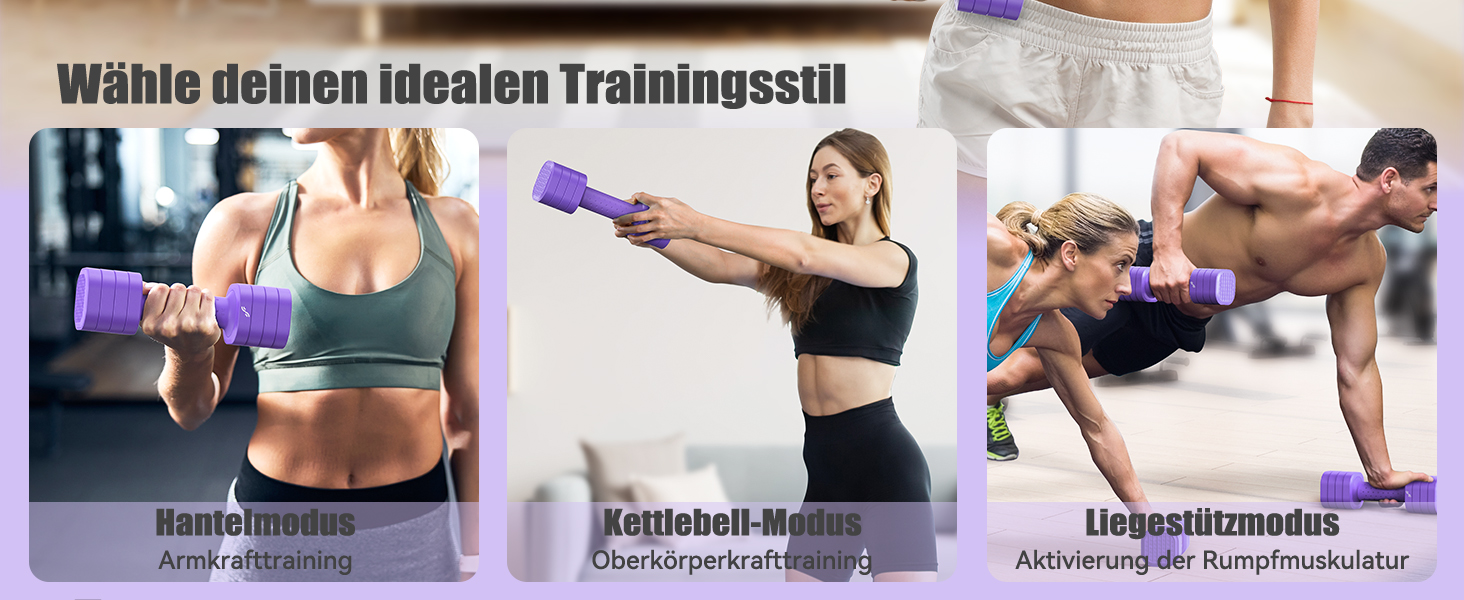 Sportneer Регульовані гантелі для жінок - набір з 2 гантелей (0,9–2,3 кг кожна), 4-в-1 набір гантелей з неслизьким TPU-покриттям, для домашнього спортзалу, фітнесу та силових тренувань (Лідія)