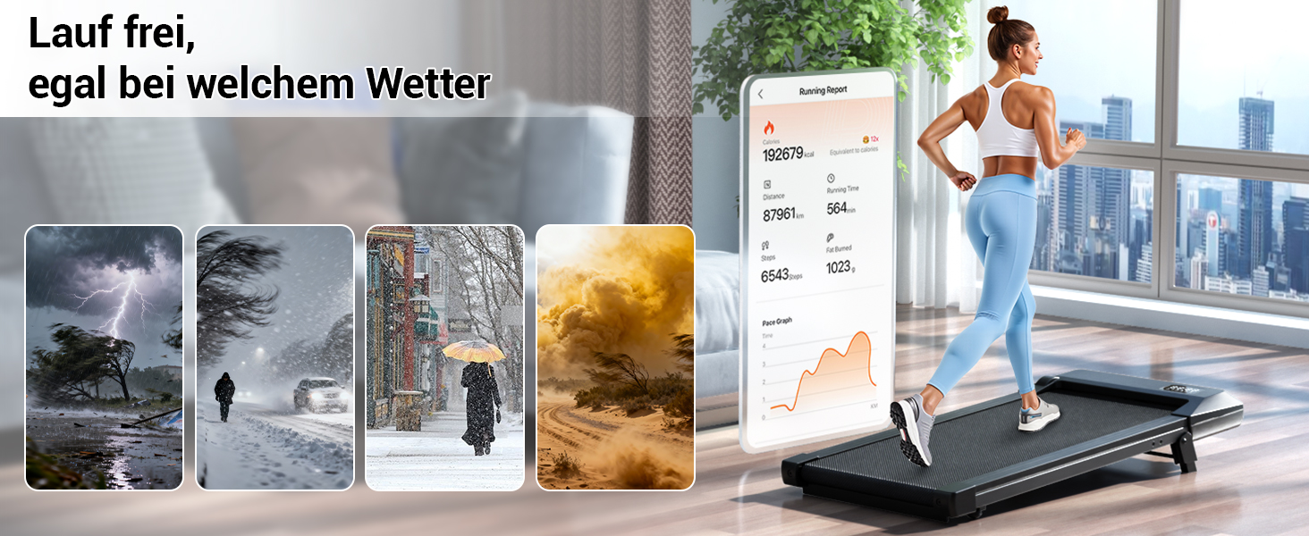 Бігова доріжка DeerRun Walking Pad під стіл з ухилом 6%, для дому та офісу, компактна, з додатком, пультом та LED-дисплеєм, до 136 кг, чорна глянцева