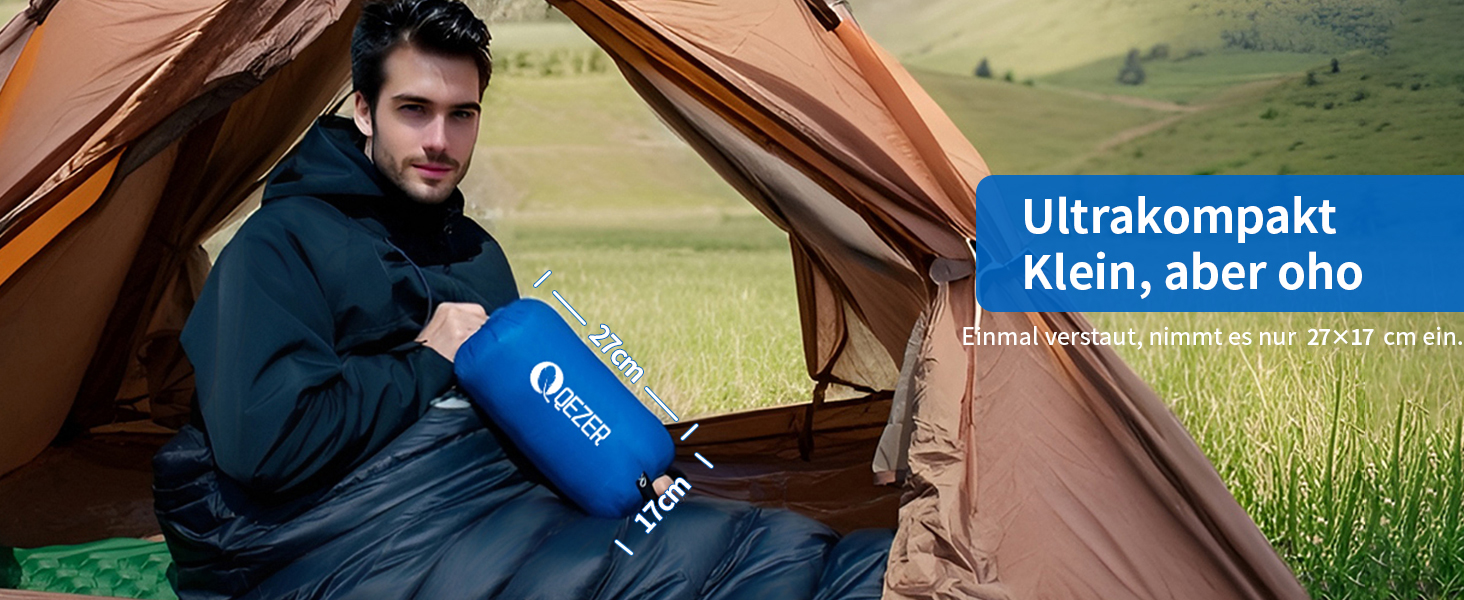 Спальний мішок для дорослих та дітей, зимовий, легкий, Outdoor 8°C ~ -30°C, для кемпінгу та альпінізму, 650 FP гусячий пух, 500г, чорний