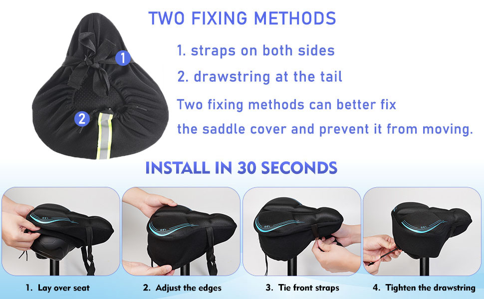 Покриття на велосипедне сідло, водонепроникний чохол для сідла, 27.5 * 23.5 см, м'яке сідло з відбиваючими смугами, підкладка для електровелосипеда, тренажера, спінбайка, блакитне