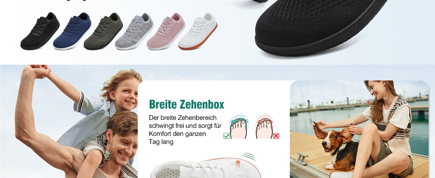 Босижні кросівки для жінок та чоловіків, мінімалістичні босижні взуття з широкою передньою частиною та нульовим перепадом, легкі дихаючі кросівки для фітнесу, хайкінгу, бігу та повсякденного носіння 40 EU широкі чорні 1125