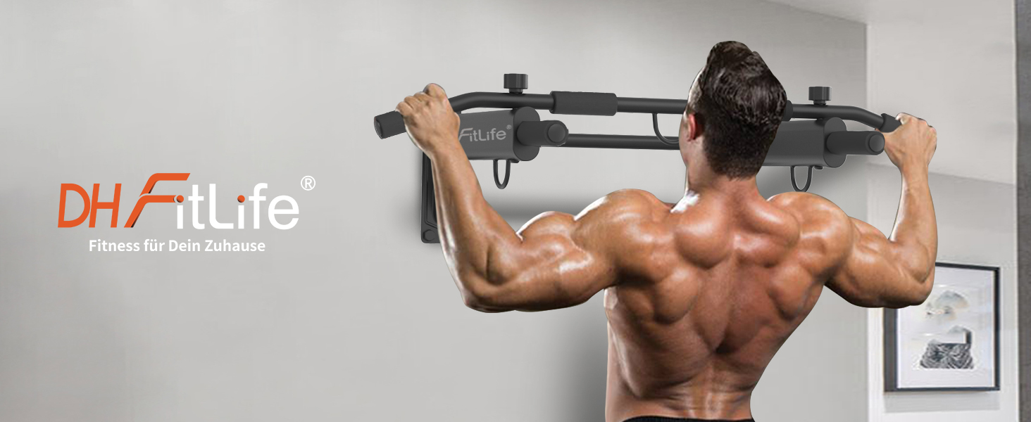 DH FitLife Klimmzugна турнік 4-в-1 для дому: турнік, бруси, петлі для боксу та тренажера | До 200 кг | 6 ручок | Стабільний та безпечний