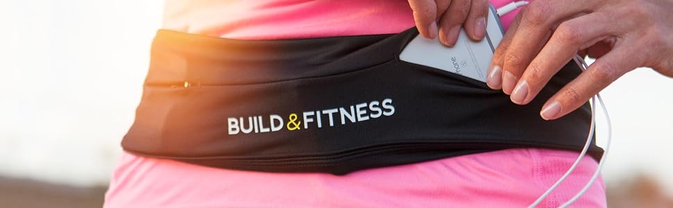 Поясна сумка для бігу та фітнесу Build & Fitness з регульованим поясом, сірим кольором. Для телефону, ключів, карток. Унісекс.