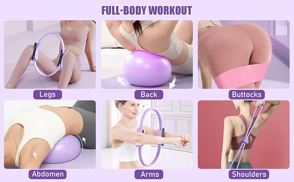 Набір для пілатесу: Магічний круг, м'яч, стрічки, диски та постер. Преміум-аксесуари для дому