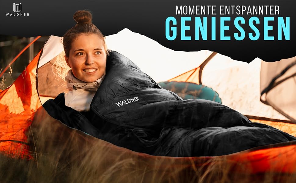 Спальний мішок WALDNER Daunenschlafsack Ultraleicht – ультралегкий, 4 сезони, 800г пуху, 600FP, для кемпінгу та відпочинку на природі, до 200 см