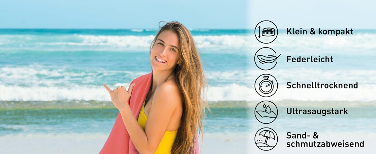 Рушник Fit-Flip з мікрофібри - компактний, швидковисихаючий, для спорту, подорожей та пляжу - 70x140 см, 1 шт. (Блакитний)