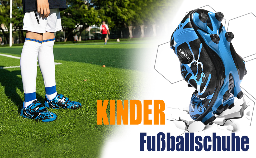 Дитячі футбольні бутси Unisex, дихаючі, для хлопчиків та дівчаток, легкі, антиковзаючі, 28-37 (31 EU), синьо-чорні