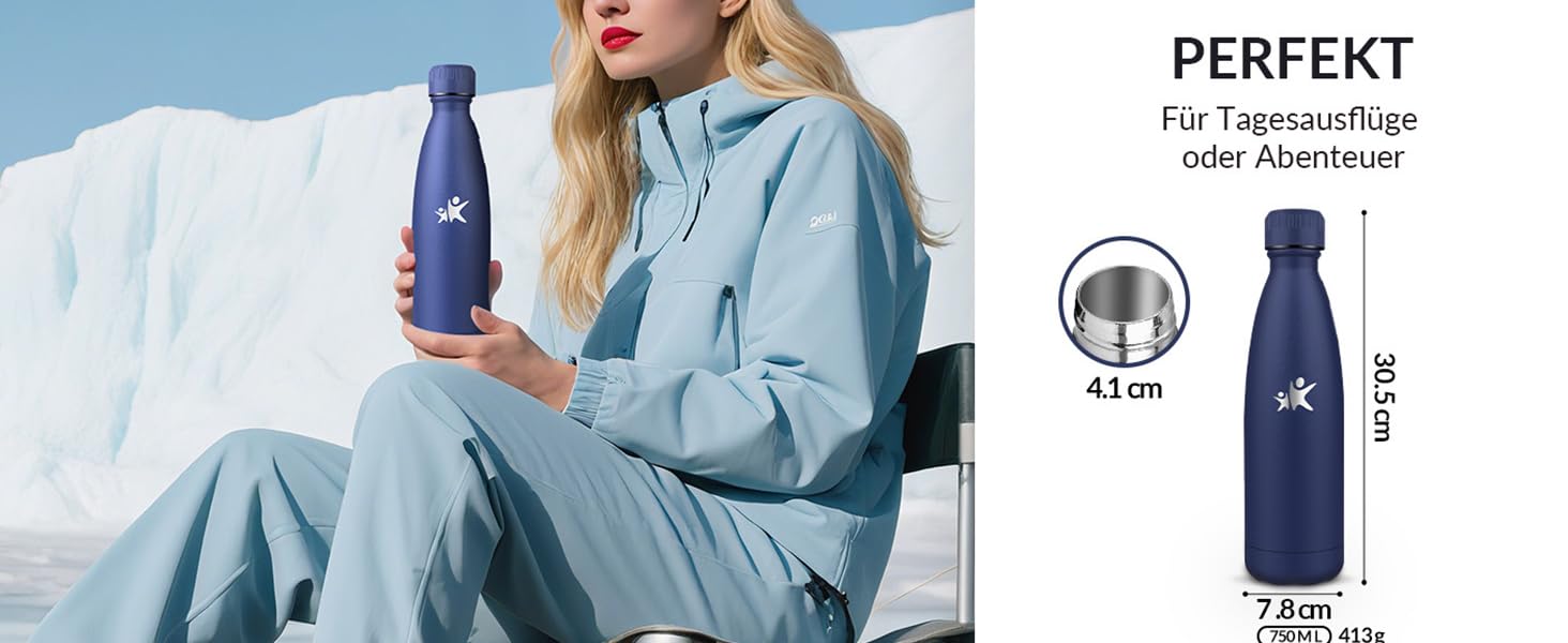 Фляга спортивна з нержавіючої сталі 750 мл - термофляга, без BPA, витримує CO2, для фітнесу, велоспорту, армійсько-зелена