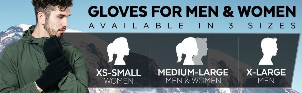 Теплі терморукавички з сенсорним екраном для зими - чорні вставки для рукавичок, підходять для SMS, їзди на велосипеді, водіння авто для чоловіків та жінок - тонкі, легкі, XL