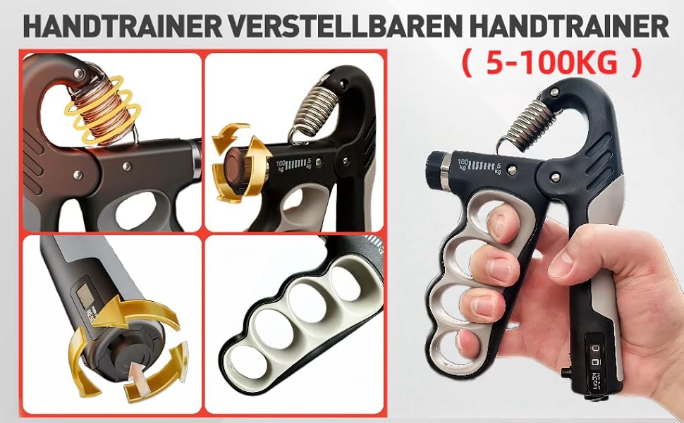 Handtrainer Fingertrainer: Розширювач для рук та передпліч (5-100 кг), тренажер для пальців, масажні м'ячики для реабілітації кисті
