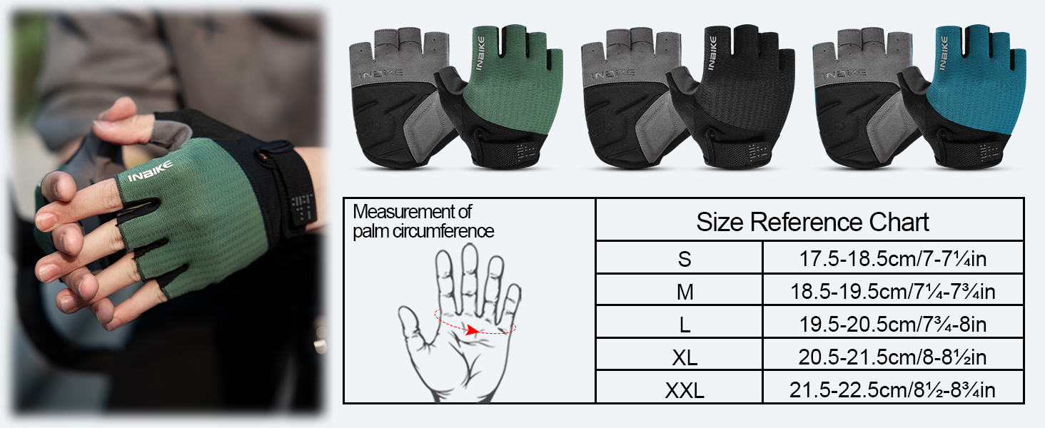 Велосипедні рукавички Inbike для чоловіків, напівпальцеві, літні, ударостійкі, еластичні, дихаючі, світловідбиваючі, зелені, розмір L