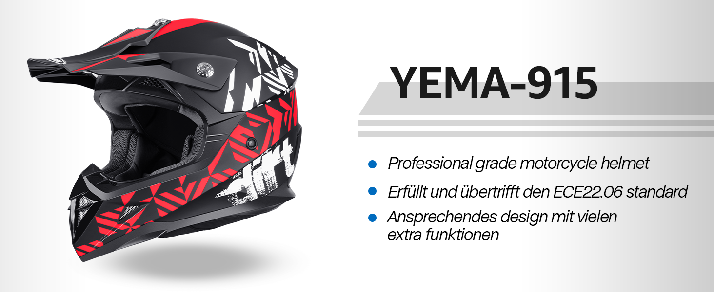 Мотокросовий шолом Yema YM-915 для мотоциклів, даунхілу, ендуро, квадроциклів, гірських велосипедів BMX/MTB, повнолицевий, ECE, для жінок і чоловіків, дорослий