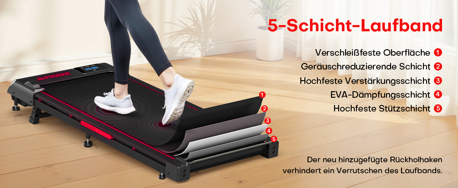 Бігова доріжка Walking Pad для дому з нахилом 9%, швидкість 1-10 км/год, потужність 2.5HP, LED-дисплеєм, дистанційним керуванням та 12 програмами, амортизація, до 150 кг, чорно-червона