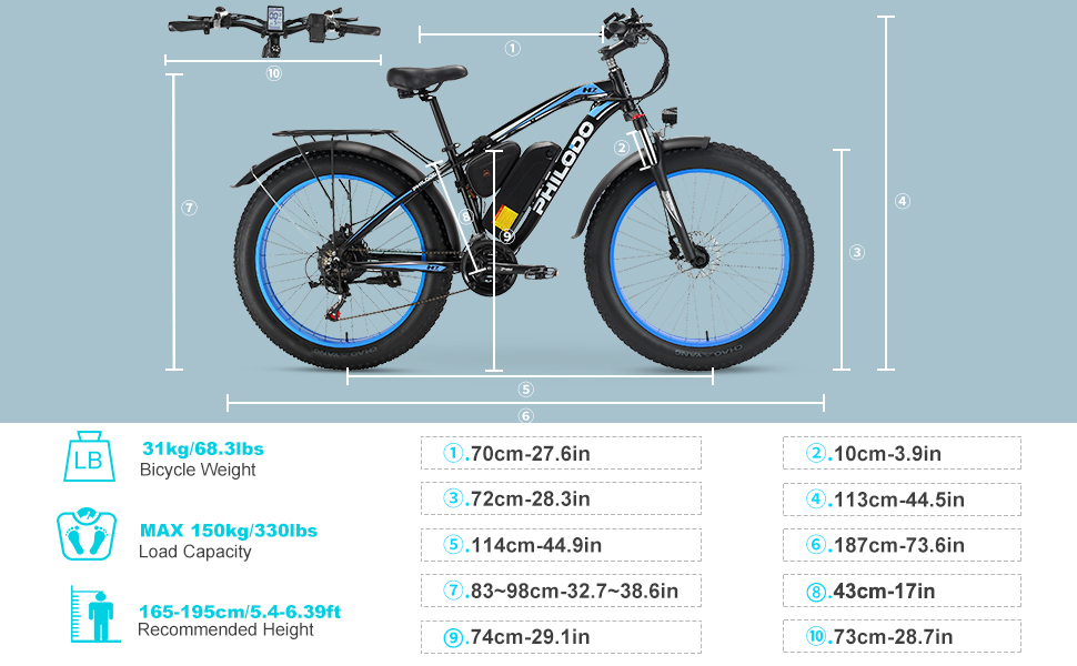 Електровелосипед PHILODO 26 Fat Tire, 48В, 21 швидкість, для дорослих