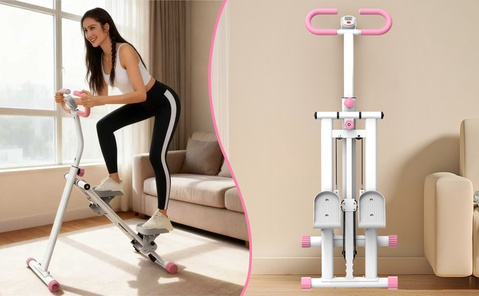 Сходи-степер з регульованим опором для дому – тренажер для кардіотренувань з LCD-дисплеєм та компактним дизайном | Ідеальний для домашнього спортзалу, квартири та офісу (Білий)