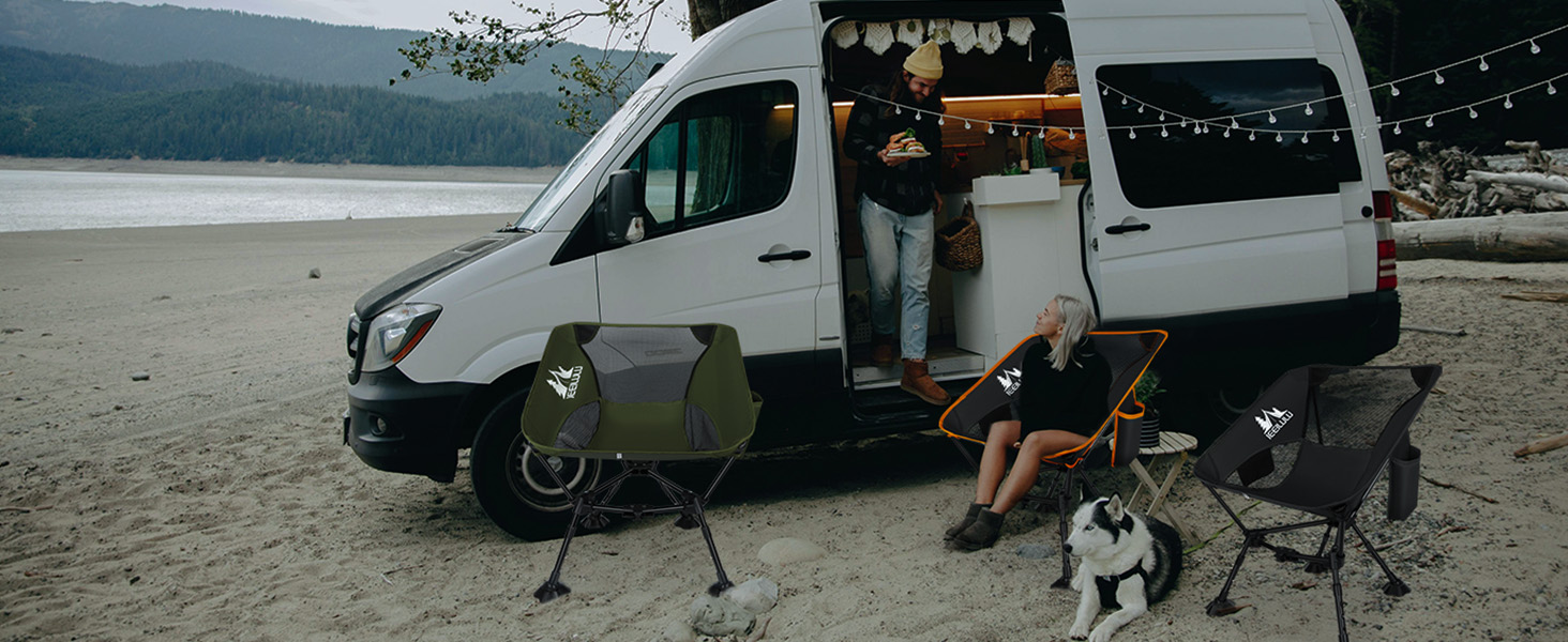 Складний туристичний стілець JONRRYIN для кемпінгу та відпочинку на природі: легкий, з кишенями та сіткою на спинці
