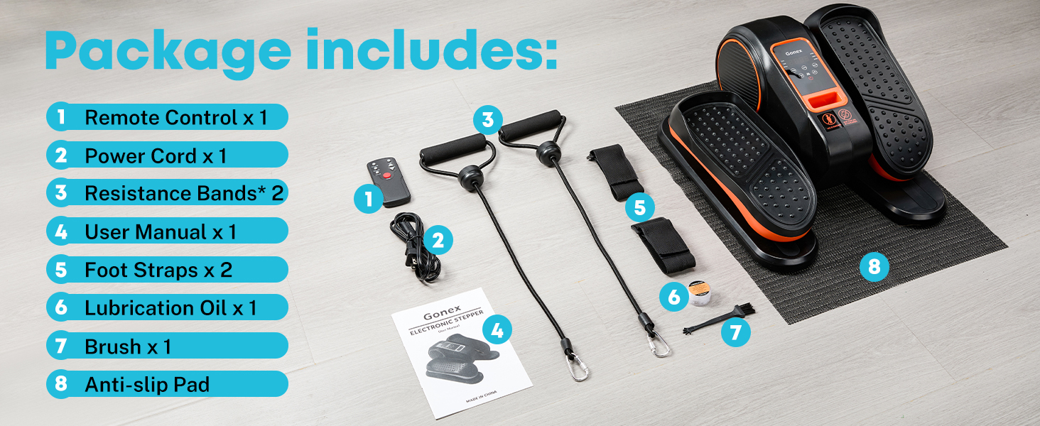 Еліптичний тренажер Gonex під стіл для літніх людей, електричний, з пультом керування, 16 рівнів швидкості, ручний та автоматичний режими (Помаранчевий)