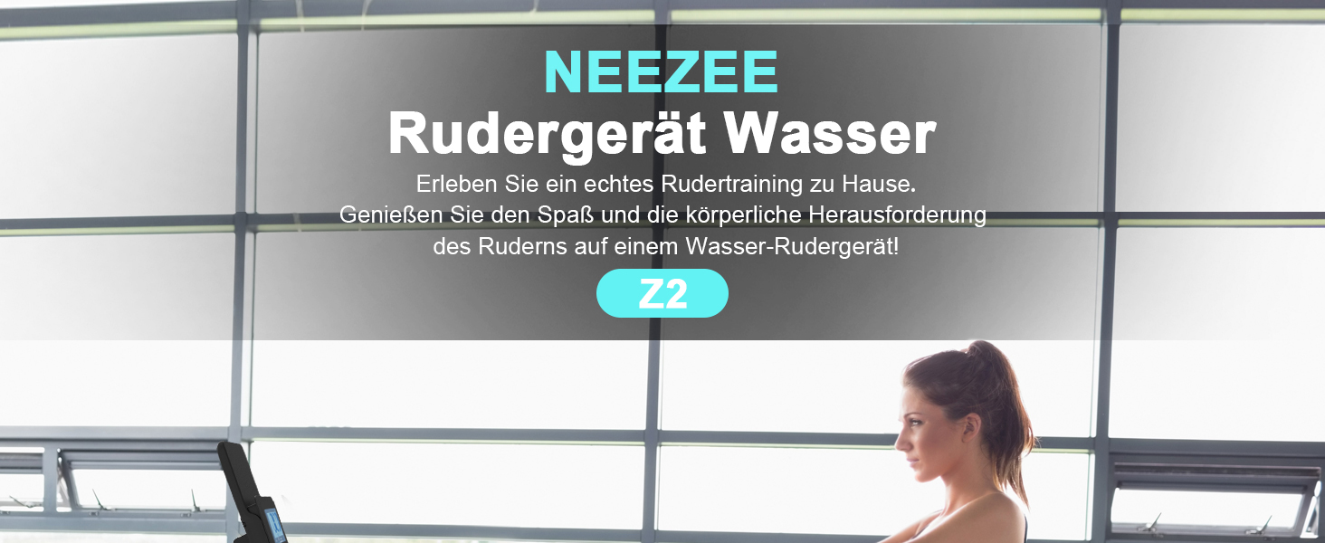 Гребний тренажер Neezee, вода, Bluetooth, 150 кг, вертикальне зберігання