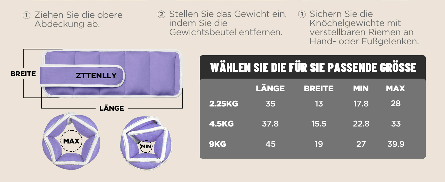 Важкі манжети на ноги та руки - Регульовані вантажні манжети для щиколоток/зап'ясть 0.45-9 кг, фітнес-ваги для дорослих та дітей, йога, біг, спортзал, фіолетовий 9 кг