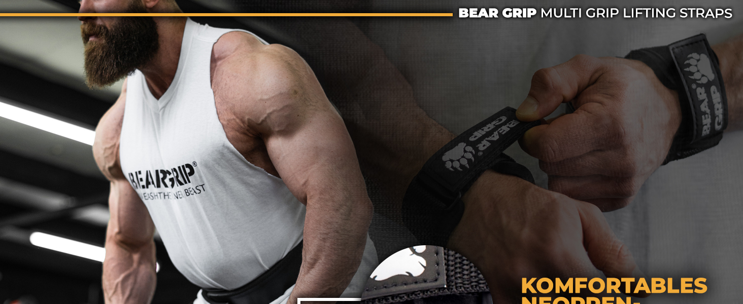 Ремінь/гачок BEAR GRIP Multi-Grip: міцні гірники, вантажні ремені та рукавички для важкої атлетики