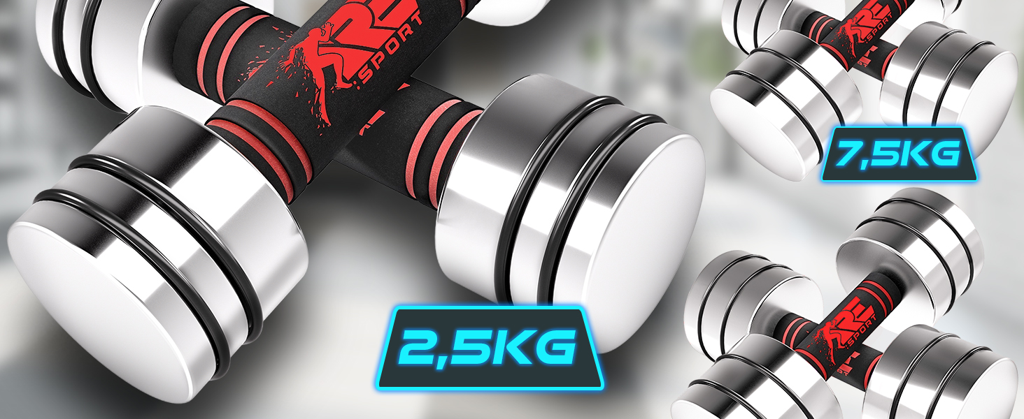 Набір гантелей 2 шт. по 10 кг (2,5/5/7,5 кг) з пінопластової ручки | Гантелі для фітнесу, тренувань вдома, силових тренувань та нарощування м'язів | Турквіс