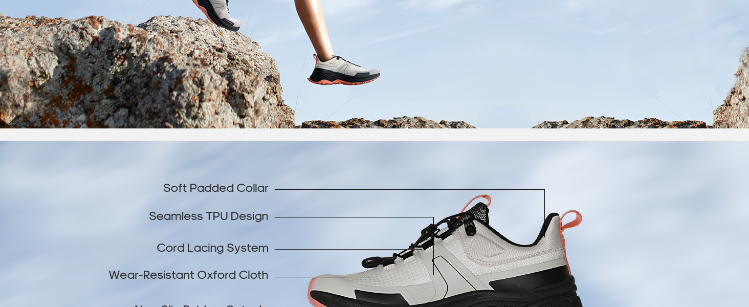 Жіночі трекінгові черевики NORTIV 8 - легкі, дихаючі, сірі, рожеві (41 EU)