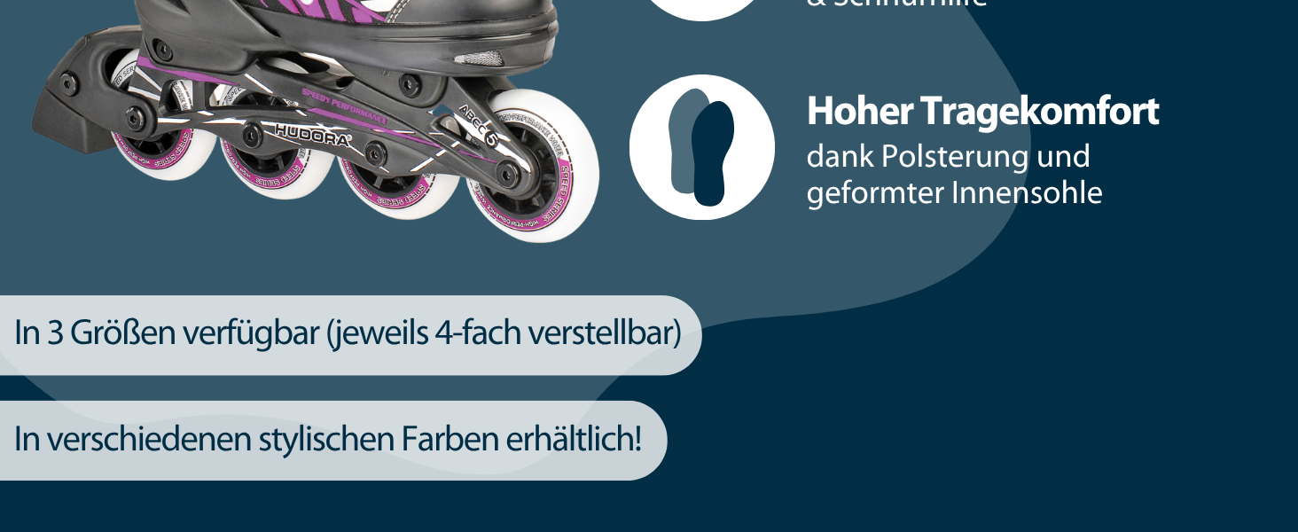 Інлайнери Hudora Mia/Leon - ролики для дітей та дорослих, чорно-фіолетові, 33-36 розмір, регульовані