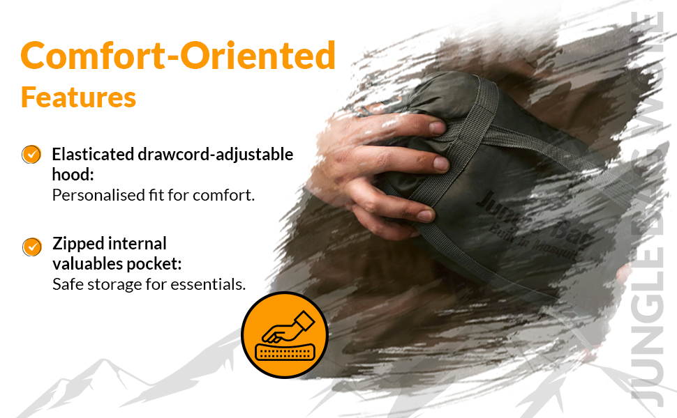 Сумка-спальник Snugpak Jungle Bag WGTE з вбудованою москітною сіткою - легкий, гігієнічний спальний мішок та універсальний ковдра для кемпінгу та експедицій у тропічних умовах (чорний, ліва блискавка)