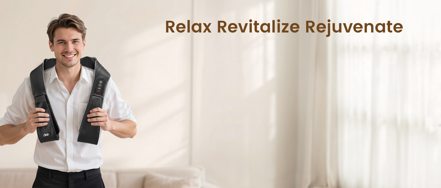 Масажер для шиї RIKE Shiatsu з підігрівом - 3D масажер для шиї, плечей та спини, з адаптерами для мережі та авто, глибока масажна дія, подарунок на Різдво