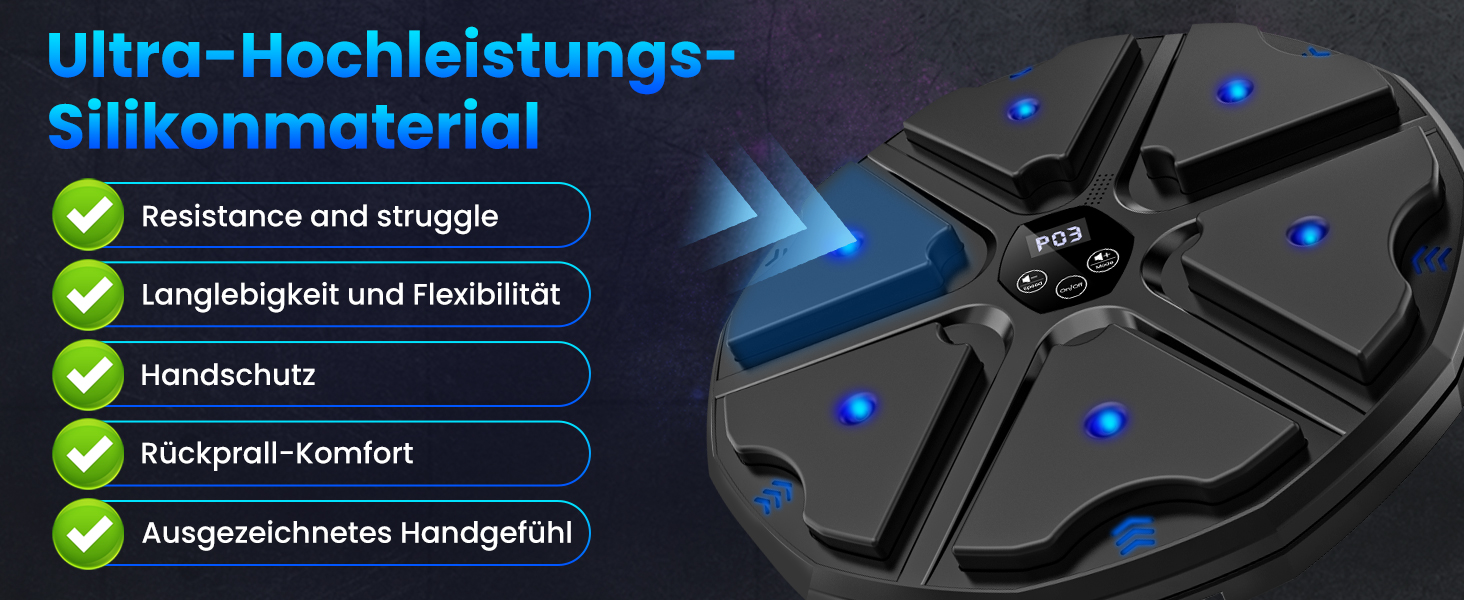 Музичний боксерський тренажер: електронна машина для ударів з Bluetooth, 9 режимів та музикою (чорний)