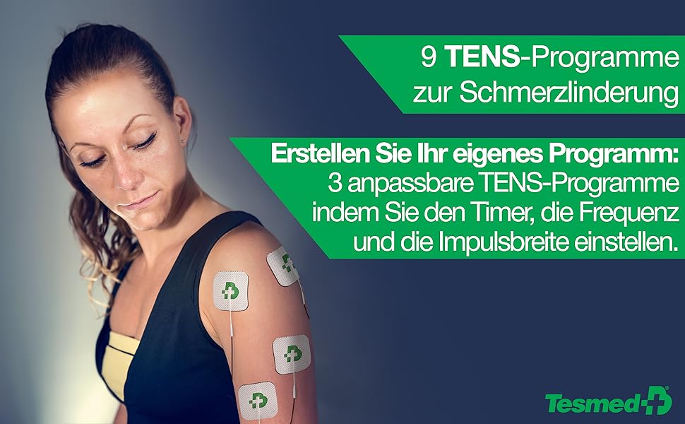 Електростимулятор TESMED Fit для EMS, TENS, масажу (3 в 1): 22 програми, 6 регульовані, для зняття болю та стимуляції м'язів живота, сідниць та грудей (Fit 5.4 з 4 електродами)