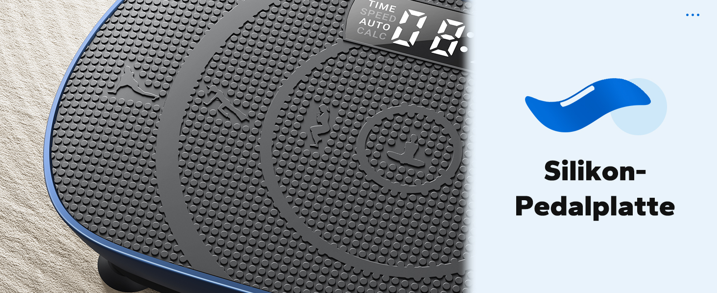 Вібраційна платформа MERACH для формування тіла та розслаблення, тиха та компактна, з LED-дисплеєм, зручним силіконовим покриттям та пультом дистанційного керування (блакитна)