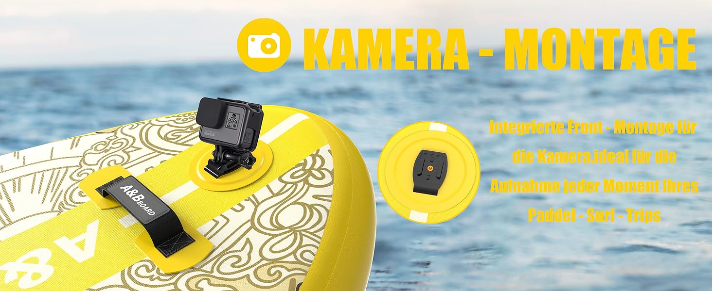 Надувний SUP-борд A&BBOARD з аксесуарами: насос, рюкзак, стабільний дизайн. Підходить для молоді та дорослих (жовтий + дракон)