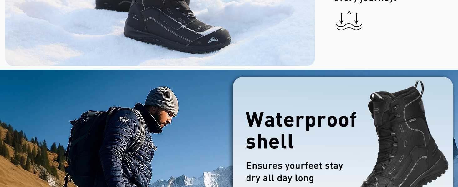 Чоловічі зимові чоботи Winter, з підкладкою з хутра, теплі, водонепроникні, розмір 44 EU, чорний колір