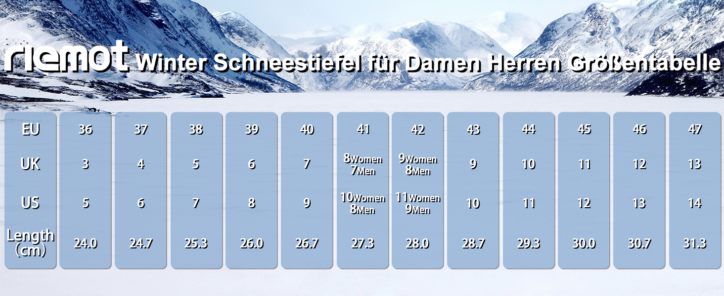 Водонепроникні зимові черевики Riemot для жінок та чоловіків: теплі, з підкладкою, антиковзаючі, для походів, трекінгу, роботи та катання на лижах. Розміри EU36-47, чорний колір.