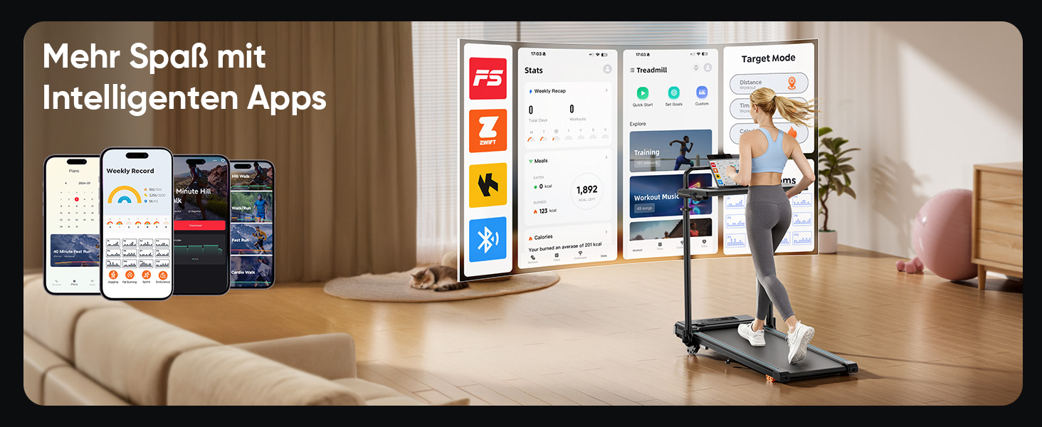 Складне бігове полотно 6-в-1 для дому, складане з регульованим столом, потужність 3.0HP, нахил до 12%, швидкість 12 км/год, Walking Pad з телескопічним підйомником 15 см та RGB-підсвіткою, максимальне навантаження 150 кг, чорно-блакитний колір