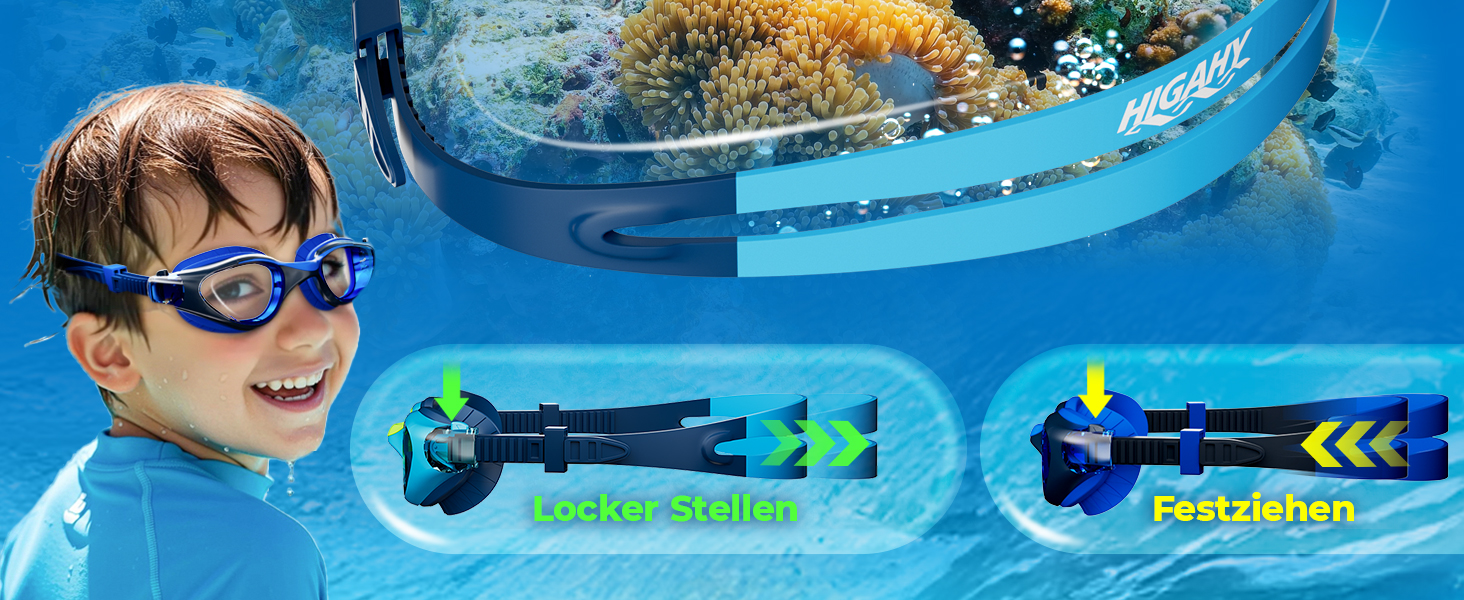Дитячі окуляри для плавання Schwimmbrille: захист від УФ-променів та запобігання запотіванню, водонепроникні, для хлопчиків та дівчаток 6-14 років, сині + темно-сині