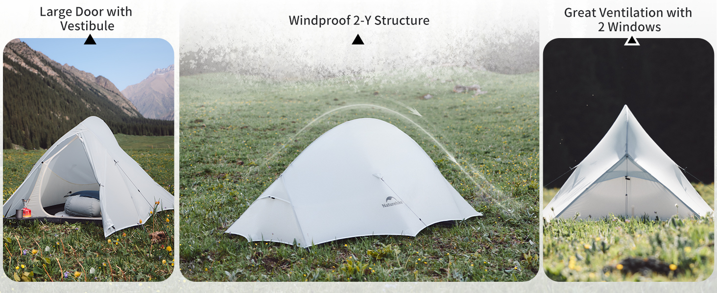 Намет Naturehike Cloud Up Pro 2 особи для кемпінгу, сірий - вітро- та водонепроникний, легкий у встановленні