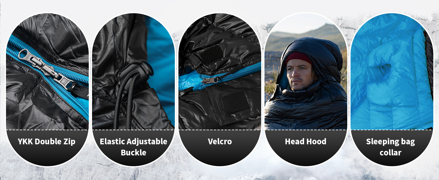 Сплячий мішок Naturehike 750FP, 4-сезонний, теплий зимовий, ультралегкий, компактний, з компресійним мішком для кемпінгу (CW700/Чорний/L)