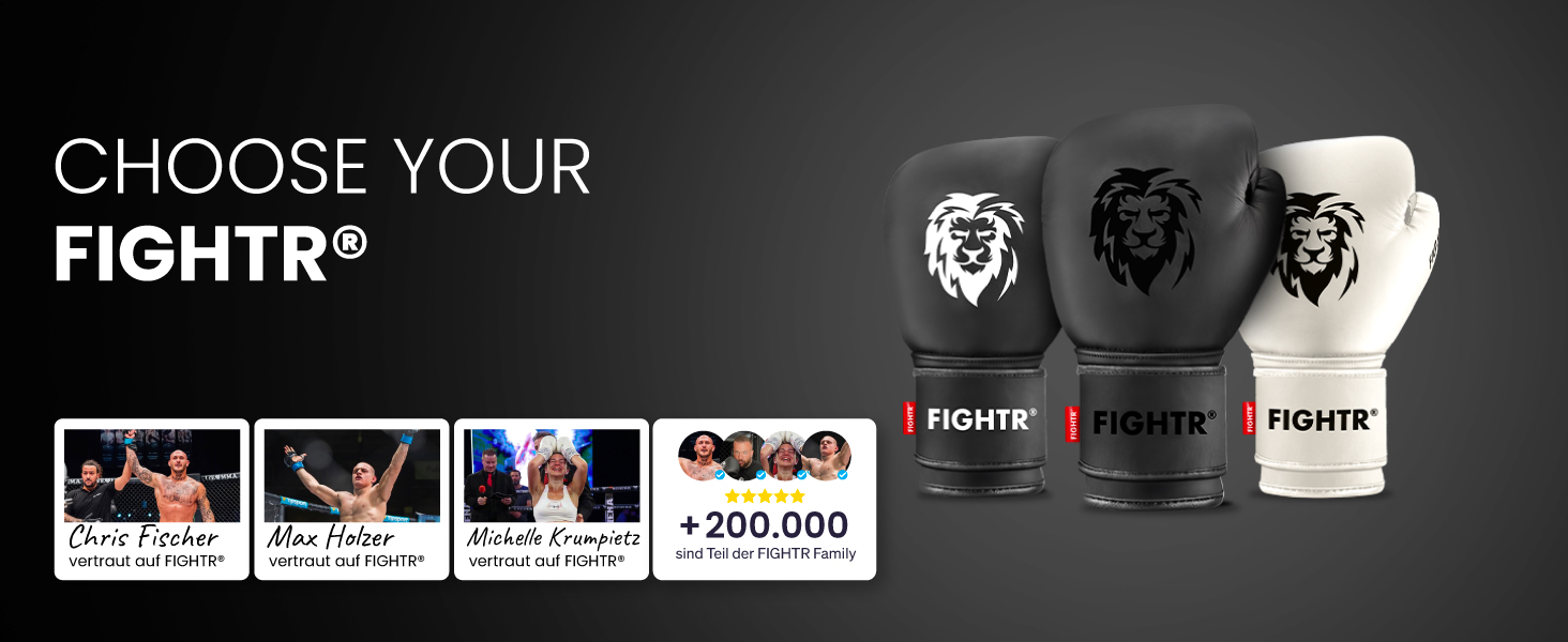 Боксерські рукавички FIGHTR® Pro з натуральної шкіри | Для чоловіків та жінок | Для боксу, ММА, муай-тай, кікбоксингу та єдиноборств | 10, 12, 14, 16 oz | З сумкою 14 oz All Black