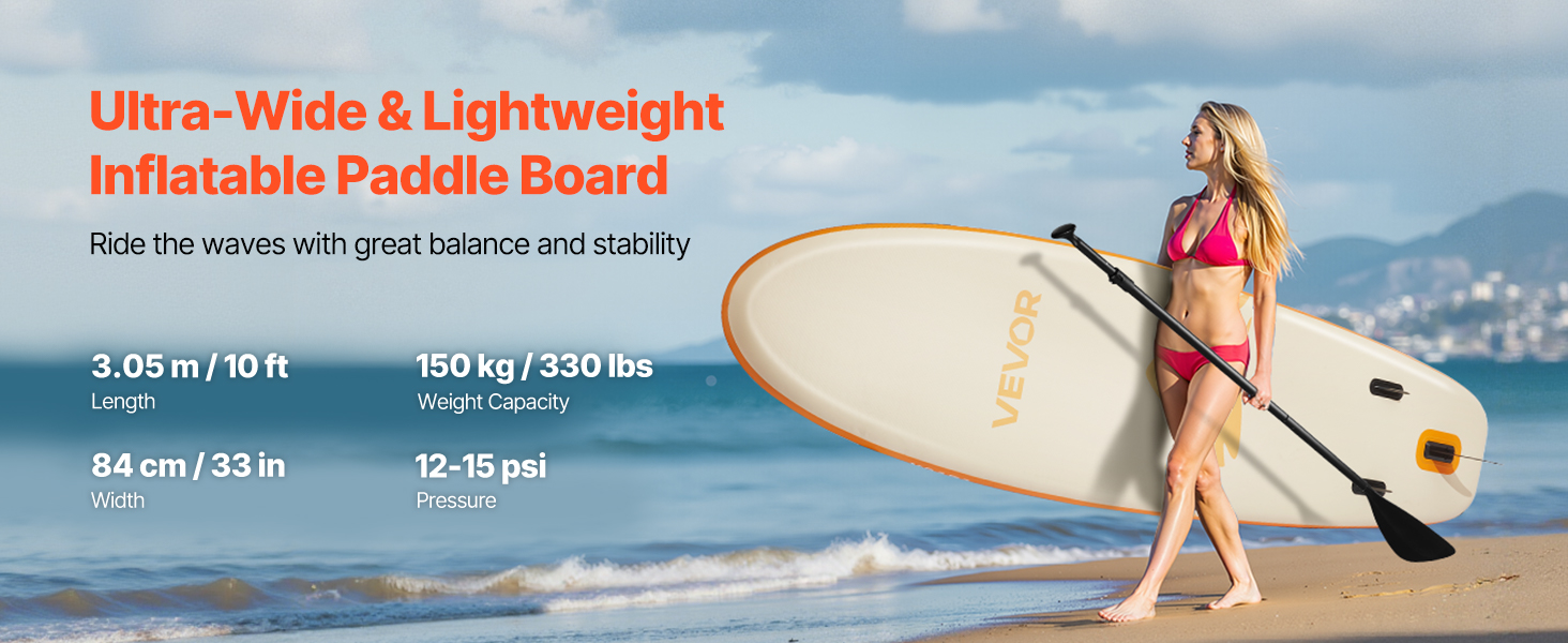Надувний SUP VEVOR Stand Up Paddle Board (323/335 см) з аксесуарами: насос, весло, рюкзак, сумка для телефону, ремкомплект. Підходить для дорослих та дітей.