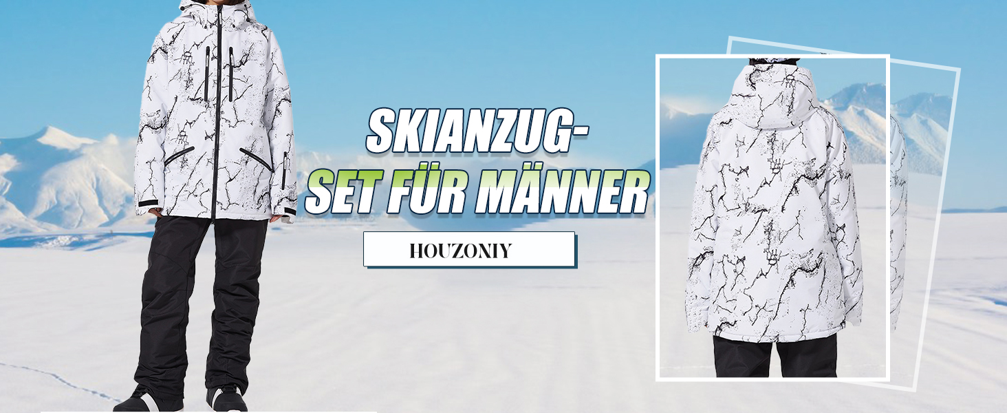 Сніговий костюм чоловічий HOUZONIY, комплект 2-в-1, теплий, вітронепроникний, чорний