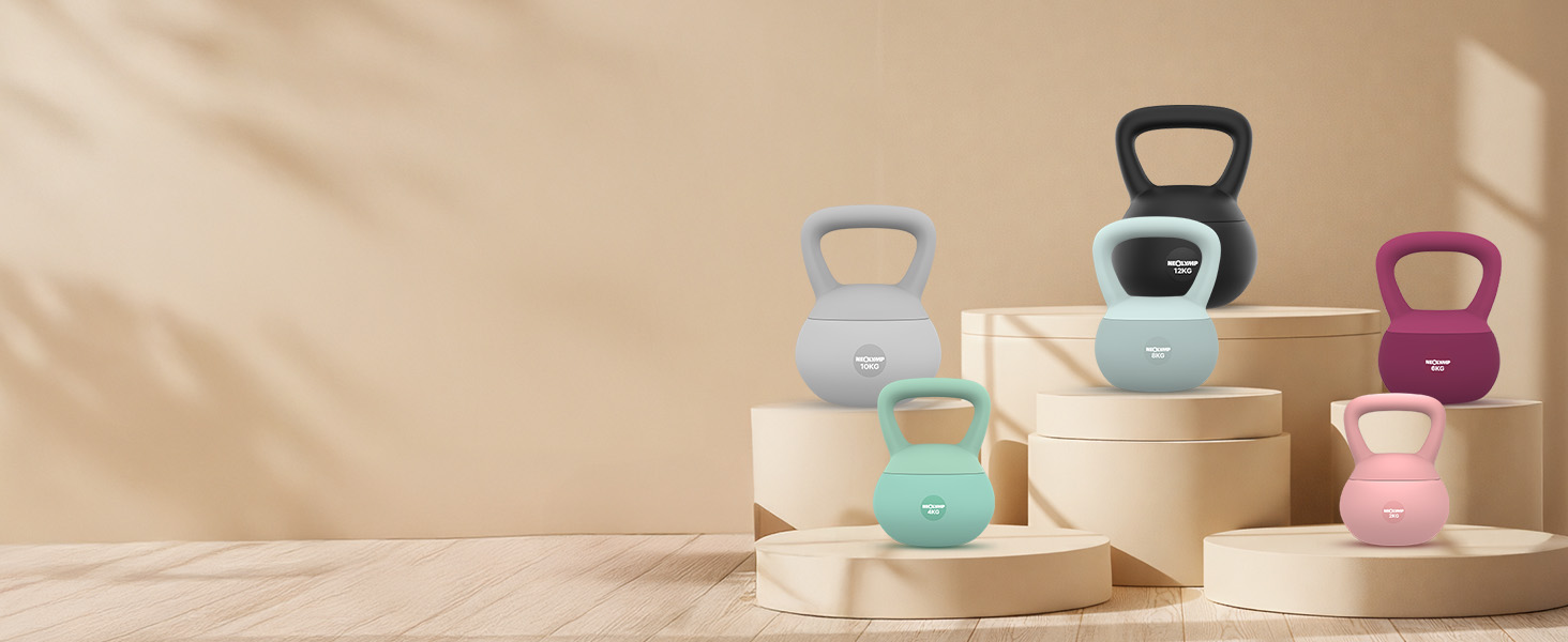 NEOLYMP Soft Kettlebell: м'яка гантеля для фітнесу з регулюванням ваги 2-12 кг, Sky-blue (8 кг)