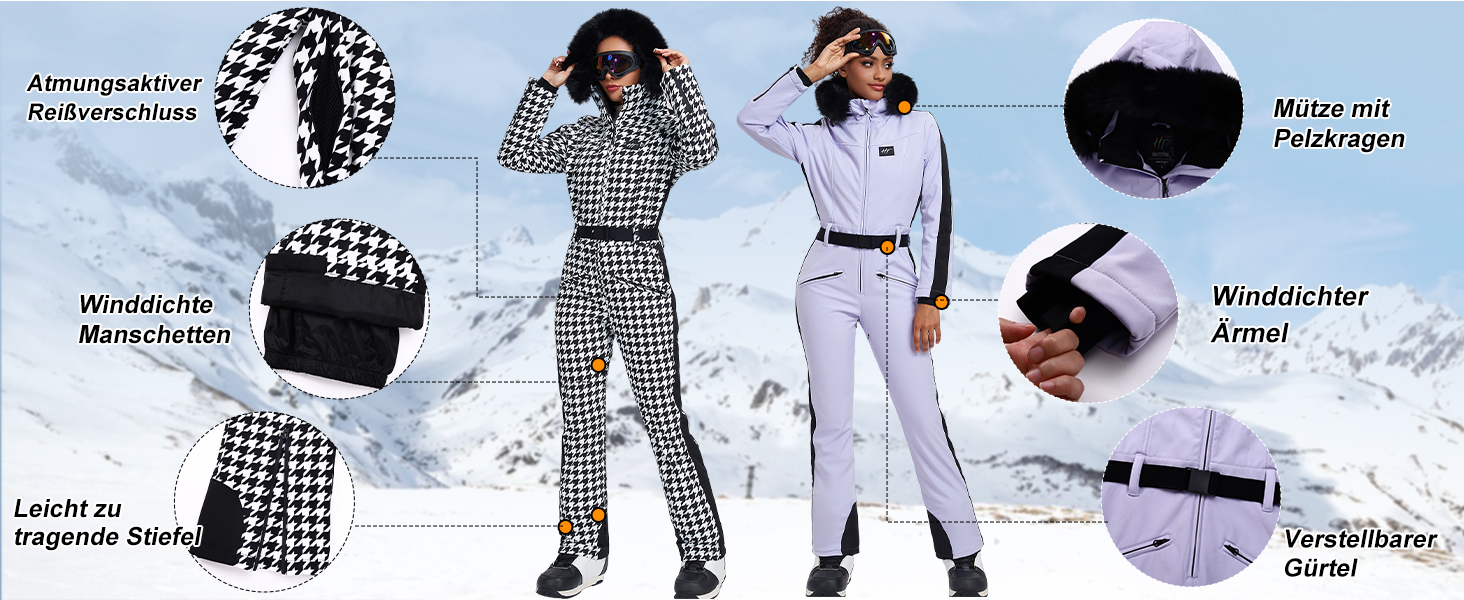 Жіночий гірськолижний костюм-комбінезон HOTIAN. Теплий, водонепроникний, вітронепроникний костюм для сноуборду та лиж. З капюшоном, рожевий колір.